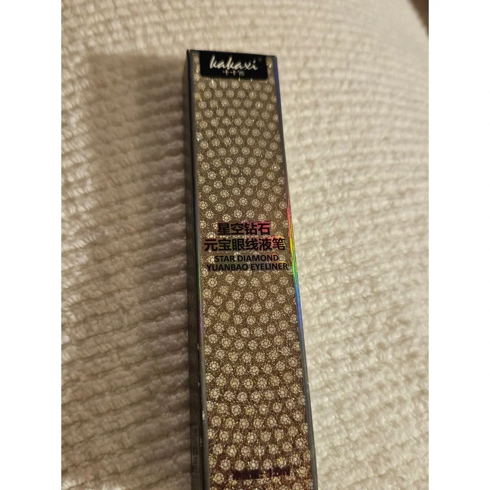 Kakaxi Star Diamond Yuanbao Liquid Eyeliner Pen Gold Rhinestone Waterproof Black